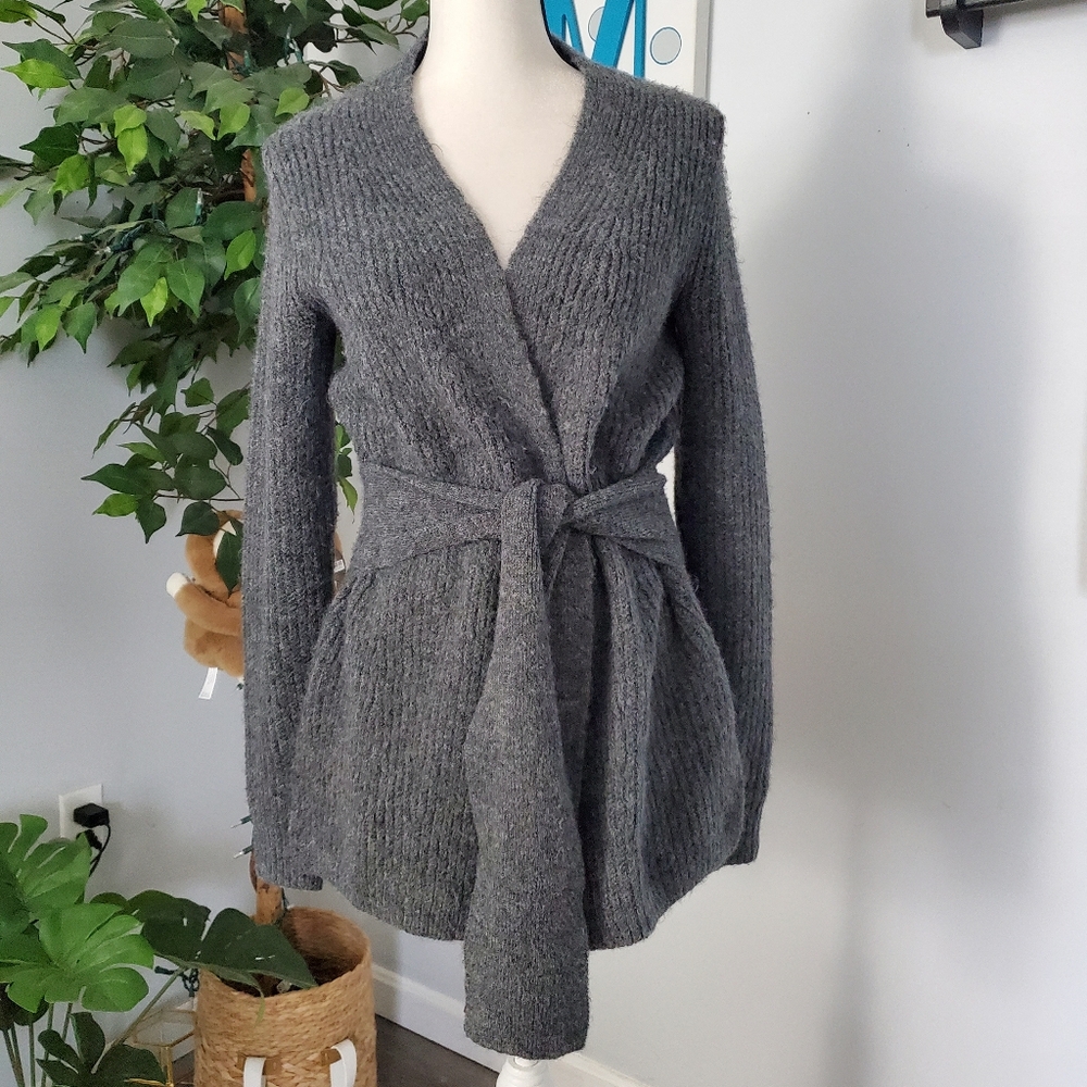 SIMPLY VERA Fuzzy Grannycore Belted Cardigan M